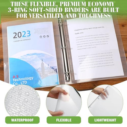 Crtiin 6 Pack 3 Ring Binder Clear Plastic 3 Holes Binder Notebook Covers, Snap Button Closure Refillable Notebook D/o Rings Binders Cover Protector for School Office Students Gifts(O Ring,1 Inch) - size: 1 Inch, style: O Ring