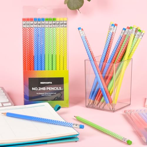 Pre-Sharpened Pencils #2 HB for Kids, School Number 2 Pencils with Latex-Free Erasers, Smooth Writing, Break-Resistant, Easy to Sharpen, Comfort Grip, Back to School Supplies, 12 Count - color: Bright