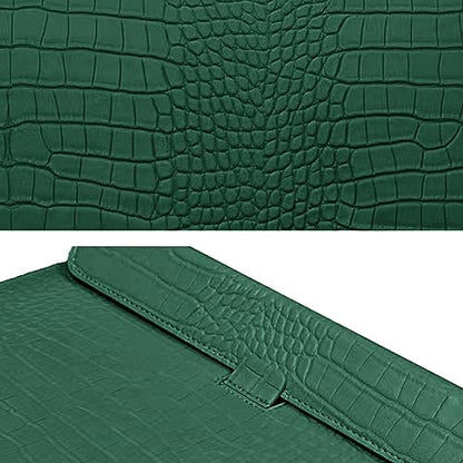 Laptop Sleeve 13-13.6 Inch Crocodile PU Leather Flip Case for 2016-2026 MacBook Neo 13 A18 Pro A3404 Air 13/13.6/ Pro 13 M5 M4 M3 M2 M1, for HP Dell Microsoft 13-13.6" Notebook, Green - color: Green