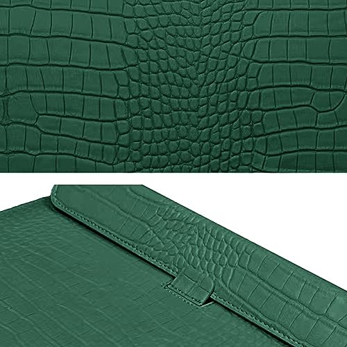 Laptop Sleeve 13-13.6 Inch Crocodile PU Leather Flip Case for 2016-2026 MacBook Neo 13 A18 Pro A3404 Air 13/13.6/ Pro 13 M5 M4 M3 M2 M1, for HP Dell Microsoft 13-13.6" Notebook, Green - color: Green