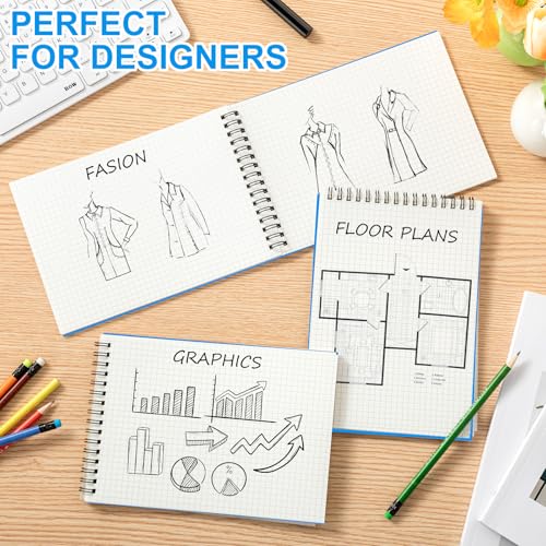 Engrowtic 2 Pack Graph Paper Spiral Notepad A5 Top Wirebound Notepad Grid Notebook Steno Pad Memo Notebook Grid Paper 140 Pages for Writing Sketching Drawing Office Supply (Light Blue) - color: Light Blue