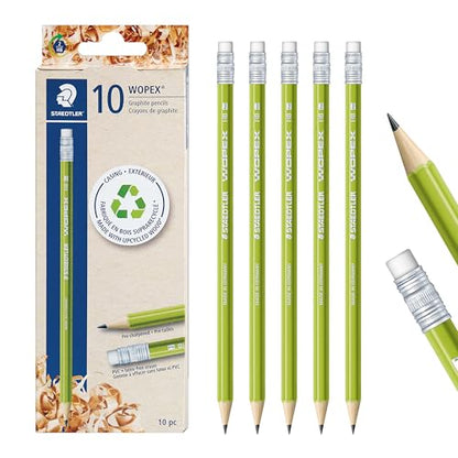 STAEDTLER WOPEX Pre-Sharpened #2 Pencils, Pack of 10 - Ergonomic Triangular Shape, Break-Resistant, Non-Slip Surface, Wood-Polymer, PVC-Free Eraser Tip - style: 10 Count
