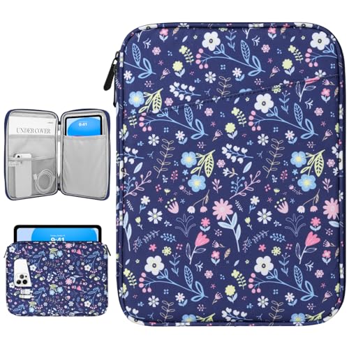 Dadanism 9-11 Inch Tablet Sleeve Bag Carrying Case, Flower+Blue | Fits iPad (A16) 11th Gen 11", iPad 10th Gen 10.9" Air 5/4, iPad Air M4/Pro 11", iPad 9/8/7th 10.2", Galaxy Tab A11+ Plus 11" - color: Flower+Blue, size: 9-11 inch