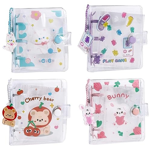 Leadigol Mini Photo Album Cover, 3 Ring Photocard Holder Book 1 Pc Binder Notebook Cover with 2 Pcs Loose Leaf Binder Ring Notebook Cove for Women Girl(Pink) - color: Pink