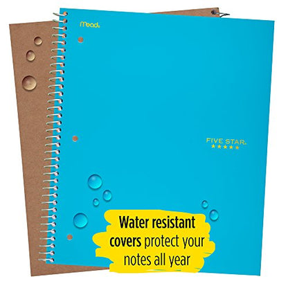 Five Star Wire bound Notebook, 5 Subject, 200 College-Ruled Sheets, 8.5 x 11 Inch Size, Teal (72458) - color: 07 Teal