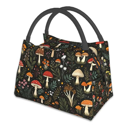 Mushroom Insulated Lunch Bag,Cute Wildflower Leaf Lunch Box for Women,Girls Boys Thermal Insulation Cooler Tote Bag Lightweight for Student School Work Picnic - color: Mushroom