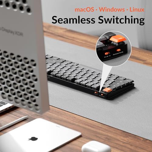 Keychron K5 Version 2 Wireless Bluetooth 5.2 Mechanical Keyboard, Low Profile Milk POM Switch 100% Full-Size Layout QMK Programmable, White Backlight with Shine-Through Keycaps for Mac Windows Linux - color: White Backlight Banana Switch