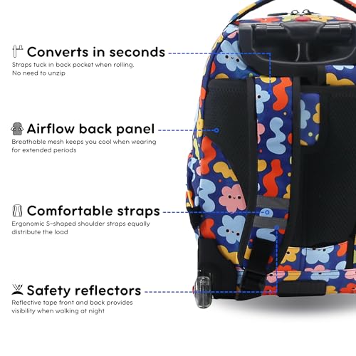 J World Lollipop Kids Rolling Backpack & Lunch Bag Set for Elementary School. Carry-On Suitcase with Wheels, Baby Cloud - color: Baby Cloud