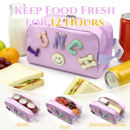 Small Lunch Bag for Girls with 2 Ice Packs, Insulated Mini Lunch Box, Freezable Cooler Bag for Kids Toddler, Reusable Snack Bags for School, Cute Lunchbox Back to School Supplies