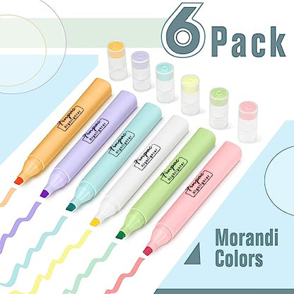 FINPAC Bible Highlighters, 6-Pack Aesthetic Highlighters, Chisel Tip No Bleed Fast-dry Markers Pen for Bible Study Journal Planners Drawing Notebook