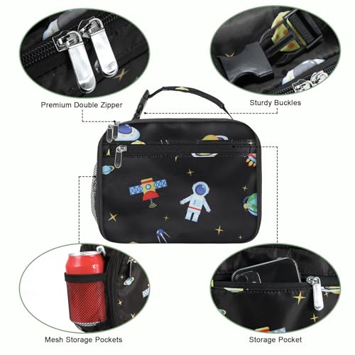 Kids Lunch Box for Boys Girls Lunch Bag Insulated Durable Lunchbox Children Lunch Tote Bag for School Astronaut - color: Astronaut