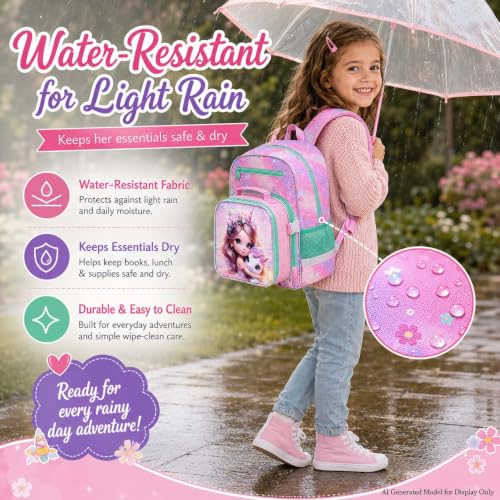 gxtvo 3PCS Girls Backpack, 16" Sequin Prechool Elementary Bookbag and Lunch Box - color: New Uv Printing Fairy Unicorn Clip-on Backpack