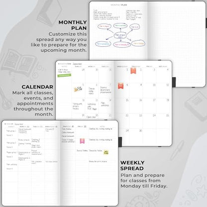 Clever Fox Teacher Planner, School & Homeschool Book, B5 Size Black | Undated, 7x10, lay-flat binding, heavy-duty hardcover, teacher lesson weekly & daily planner, homeschool supplies - color: Black, size: Smaller than A4 (7″ x 10″)