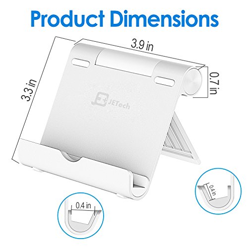 JETech Foldable Tablet Stand for 4-11" Tablets and Phones, Silver | Adjustable Portable Desktop Holder, Foldable Dock for iPad/iPad Pro/Air/Mini, Galaxy Tab A8/A7 Lite/A7/S8/S7, Kindle, etc - color: Silver