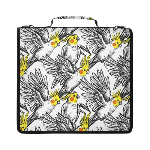 Birds 2inch 3 Ring Zipper Binder Multi-Pocket Storage Holds 14 Inch Laptop for Students and Office Use - color: Birds