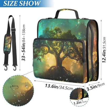 Life Tree Galaxy Zipper Binder Bag 3 Ring Binder with Shoulder Strap Zip Up 500 Sheets Capacity Multi Pockets for School Office Supplies