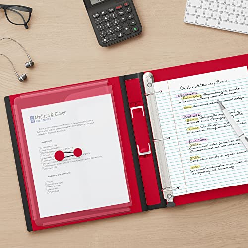 Staples Heavy-Duty 1-Inch D-Ring Binder, Red – 3-Ring Binder with Removable Spine Label, Durable Polypropylene for School & Office - color: Red, size: 1-Inch, style: 1 Pack
