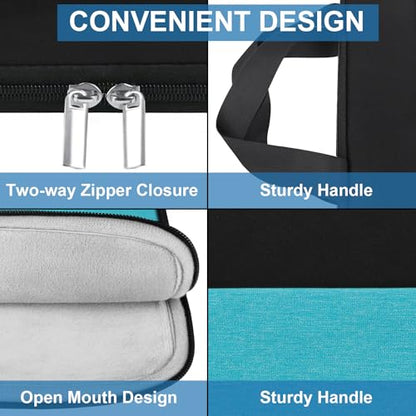 Laptop Sleeve Bag 15.6 inch, Travel Laptop Case Handbag Shockproof Protective Computer Cover Carrying Bag Briefcase for 15" 15.6" HP Asus Acer Dell Lenovo Laptop Notebook Ultrabook, (Black/Sky blue) - color: Black/Sky Blue, size: 15.6 inch