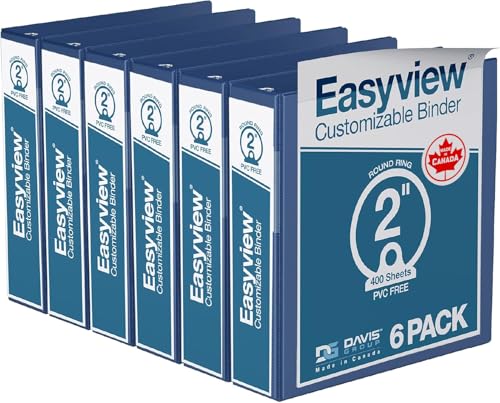 Easyview Premium 3-Ring Binders with Clear-View Covers and Round Rings, Binders for School or Office, 2 Inch, Pack of 6, Royal Blue - color: Royal Blue, size: 2 Inch, style: Pack of 6