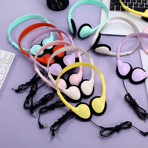 Konohan 30 Pack Headphones Bulk Headphone for School Classroom Student Wired Headphones Adjustable with 3.5 mm Jack for Adults (Macaron) - color: Macaron