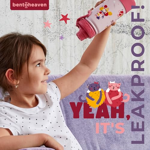 Bentoheaven Kids Water Bottle Stainless Steel for Boys & Girls, Pink | Reusable 17 oz insulated metal tumbler with 2 lids (chug and straw), leakproof design, silicone boot for school and sports. - color: Rose Pink