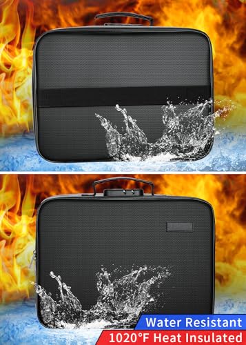 TOPCJ Fireproof Document Box with Lock,Waterproof Document Organizer with Zipper,Heat Insulated Accordion File Organizer,Portable File Box for Important Documents,Files,13 Pockets - style: Luxurious