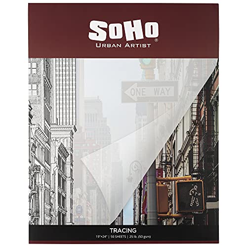 SoHo Urban Artist Vellum Tracing Paper Pads 10 Pack 19x24 - Translucent Vellum Paper for Drawing, Tracing, Different Media Types - size: 19x24" Pack of 10