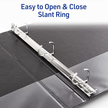 Avery Durable View 3 Ring Binder, 1 Inch Slant Rings, 250-Sheet Capacity, DuraHinge, 1.4 Inch Wide Spine, Customizable Clear Covers and Spine, 1 Black Binder (17011) - size: 1"