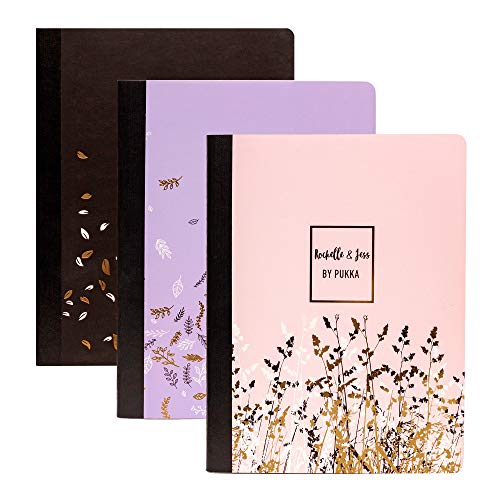 Pukka Pad, Composition Notebooks - 3 Pack of Journals Featuring 140 Pages of College Ruled 80GSM Paper with Sturdy Cover Stock - 9.75 x 7.5in - Rochelle and Jess - color: Rochelle & Jess, size: 3 Pack