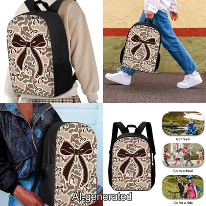 Camo Bows School Backpack Set for Girls 3 PCS Kids Backpack with Lunch Box Pencil Case Large Capacity Bookbag Portable Lunch Bag for Elementary School Students - color: Camo Bows