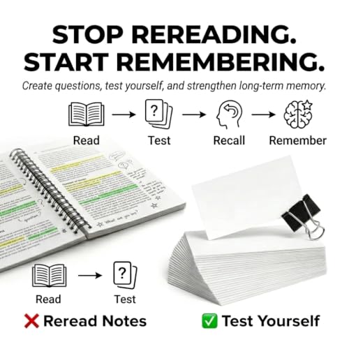 Mini White Flash Cards 2" x 3.5", 1,000 Study Cards, Made in USA | For active recall, vocabulary, homeschooling, language learning, exam prep, and spaced repetition.