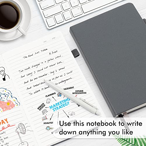 feela 24 Pack Journal Notebook for Work, Business Notebook Bulk Hardcover Lined Writing Journal with Pen Holder for Men Women Note Taking, with 24 Black Pens, 120 GSM, 5.1”x8.3”, A5, Gray - color: 24 Pack gray
