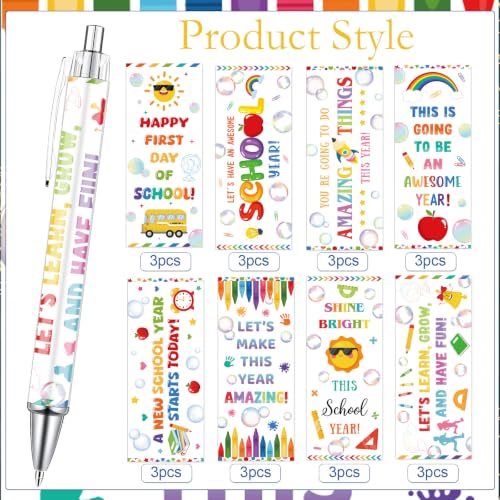 Back to School Ballpoint Pens - 24 Pcs First Day of School Pens Set Welcome Inspirational Retractable Writing Ball Point Pen Gift for Teacher Student Classroom Party Favors Supplies - style: Back to School