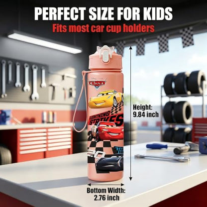 Cartoon Huntrix Water Bottle for Girls, 25oz Leak Proof with Straw Lid, Gifts for Girls (Cars) - color: Cars
