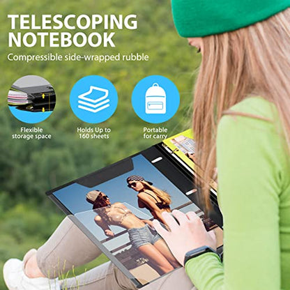 WOT I 2-Pack Telescoping 3 Ring Binder Notebooks - Customizable Cover, 5 Dividers & Pocket Folder in One Slim Organizer (60 Sheets Included), Black - color: Black, size: 2 Pack
