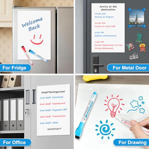 Magnetic Whiteboard for Fridge, 24" x 16" Dry Erase Board Set with Markers & Eraser, Strong Magnet & Stain-Resistant Surface, Fridge Calendar for Notes, Grocery List, Meal Planning & Family Schedule - size: 24"x16", style: 1 Pack
