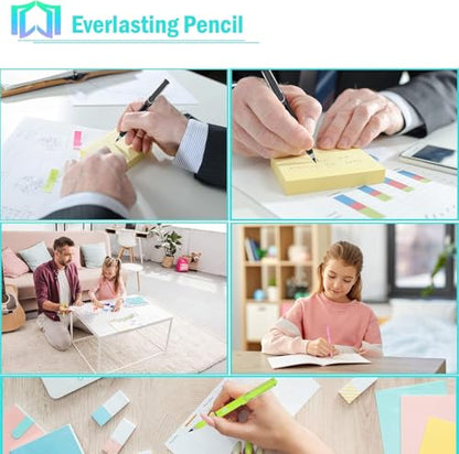 12 Sets Everlasting Pencil, Infinity Pen, NO-Sharpening Pencils for Writing Drawing Students Sustainable for Home Office School Supplies (12 Pens + 12 Erasers + 12 Replaceable Nibs) - color: 12Pcs Colorful