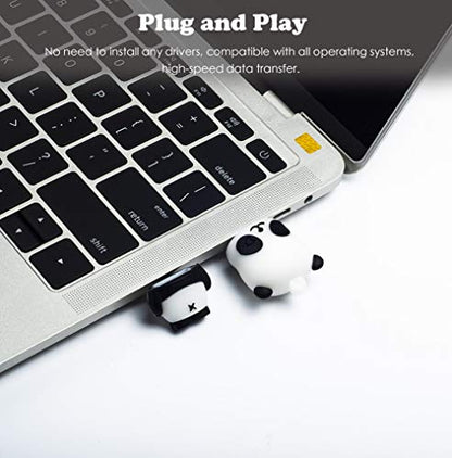 BorlterClamp USB Flash Drive Cute Panda Pattern 32GB Pack of 2 Pcs Pendrive Gift for Students and Children - color: Panda Pattern 32GB*2