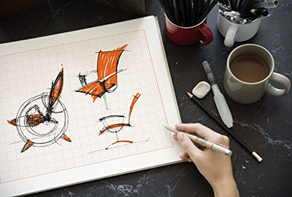 Design Ideation Grid PAD. Removable Sheet. Premium Paper. Smart-Bind Reinforced Lay Flat Binding. Orange Grid. (8.5" X 11") PAD-2550-TS (2 Book Value Pack) - size: 2 PAD VALUE PACK