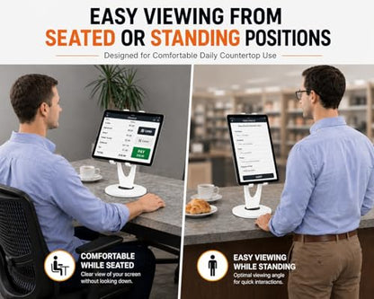 MAX SMART Tablet Stand for POS, Weighted Base Holder for Retail & Reception - color: White