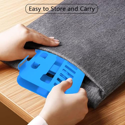 Large Metal Tablet Stand 360° Rotation for 4-16” Tablet, Blue | Suitable for All iPad Models, Stability Base, Fully Folded, Easy to Store and Carry, Wide Footrest, Heat Dissipation Design - color: Blue