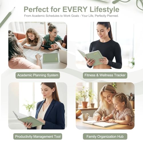 Planner 2026-2027, Weekly and Monthly Academic Year Calendar Planner, July 2026 - June 2027, Daily Agenda Book for Office School Supplies, Letter Size(8.5'' x 11'') - color: C-Green, size: 8.5"x11"(Jul 2026-Jun 2027)