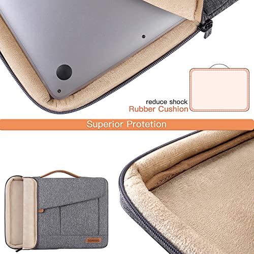 DOMISO 14 Inch Laptop Sleeve Bag Water Resistant Business Briefcase Carrying Shoulder Bag for Lenovo Chromebook S330/Flex 4/Thinkpad L480 E480 T480s/HP ProBook 640 G4/Dell Inspiron 5480 5481,Grey - color: Grey, size: 13.5 - 14 Inch