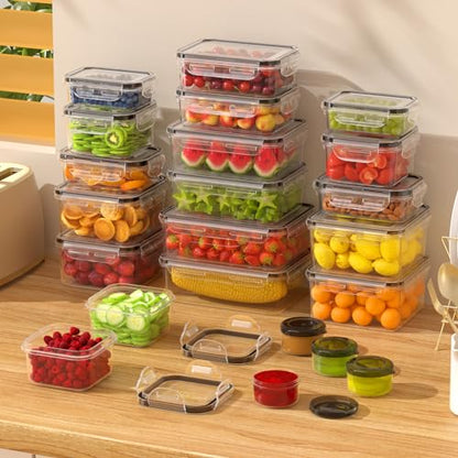 44 PCS Food Storage Containers with Lids Airtight (22 Containers & 22 Lids), Leak proof Meal Prep Container Set for Kitchen Storage, BPA-free, PVC-free Plastic, Microwave/Dishwasher Safe, Labels & Pen - color: 44 Piece