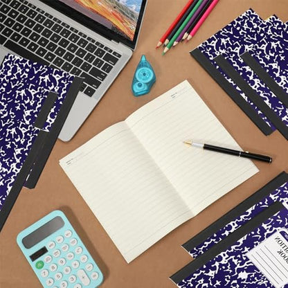 Fainne 100 Pack A5 Composition Notebooks Bulk College Ruled Composition Notebooks Marble Covers Notebook for Student Classroom Office Supplies 30 Sheet/60 Page(Purple) - color: Purple