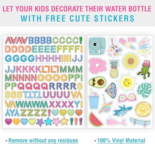 CHILLOUT LIFE 17oz Kids Insulated Stainless Steel Water Bottle with Leak Proof Spout Lid & 144 Stickers - color: Blush Pink, style: 17 oz