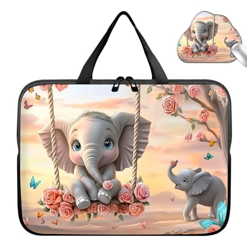 Laptop Bag 10 Inch,Resistant Shockproof Laptop Sleeve Case Protective Cover Carrying Case with Handle Compatible for HP Dell Lenovo Acer Asus Notebook Computer,Baby Elephant Swing - color: Baby Elephant Swing, size: 9-10.5 in