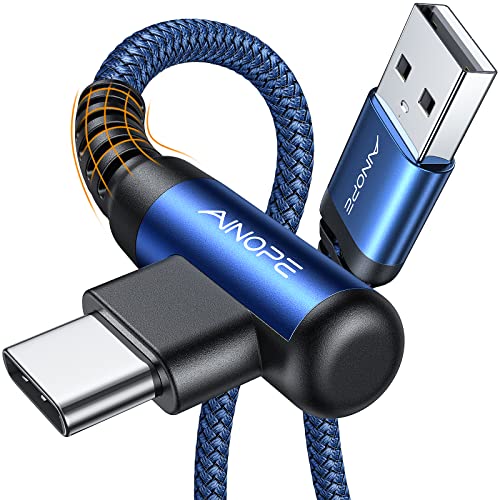 AINOPE Type C Cable [2-Pack, 6.6ft] 3.1A C Charger Cable Fast Charging Right Angle, Durable Nylon Braided USB C Cable Compatible with Galaxy S10 S9 S8 Plus S21, Note 10 9 8, LG (Blue) - color: Blue, size: 6.6FT+6.6FT
