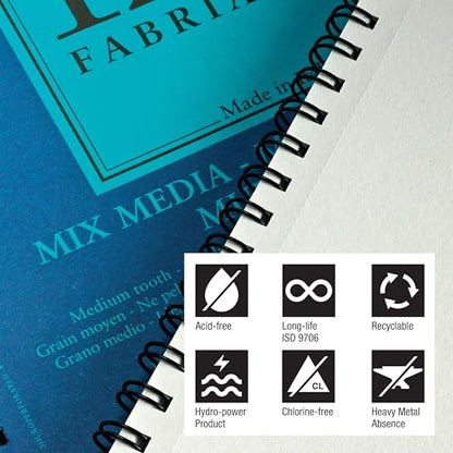 Fabriano 1264 Mixed Media Pad, 7" x 10", Spiral Bound, 110 lb., 3-Pack - size: 7" x 10", 3-Pack