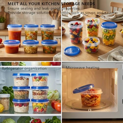 6 Pack Food Storage Containers with Lids, 34/17oz BPA Free Plastic Containers, Safe for Freezer Microwave and Dishwasher, Reusable Soup & Meal Prep Containers